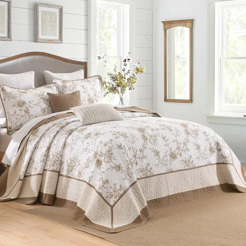 Vista 10 de Colcha Queen de Tamaño Extragrande 102x120 pulgadas - Juego de Edredón Queen de Tamaño Extragrande Reversible con Diseño Floral Botánico de Granja