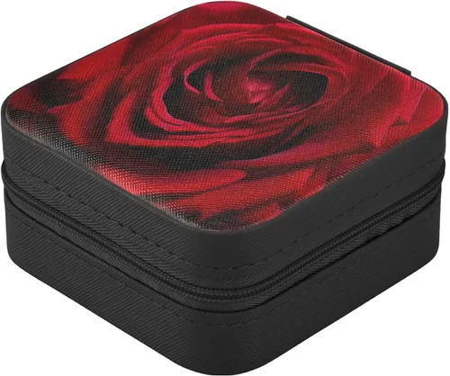 Vista 3 de Flradish Rose Travel Jewelry Case PU Leather Mini Jewelry Travel Case Portable Travel Jewellery Ring Organizer for Womens Rings Earrings Necklaces