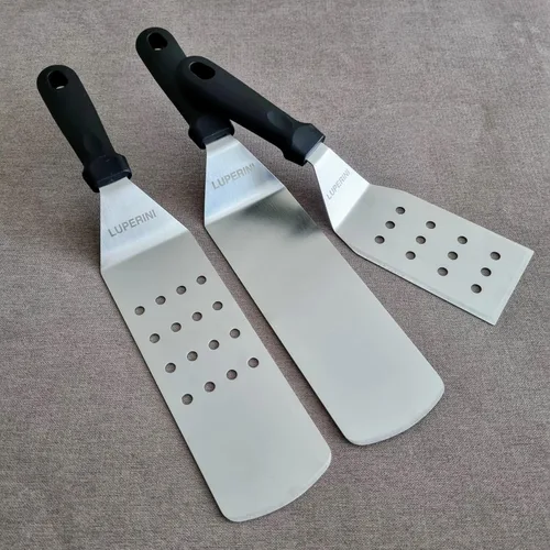 Vista 4 de LUPERINI. Juego de volteador para barbacoa, juego de acero inoxidable, espátula de parrilla para carne, pescado, huevo, panqueque, hamburguesa