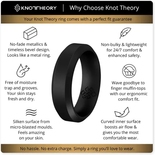 Vista 3 de Knot Theory - Anillo de boda de silicón para hombres y mujeres Anillos de goma finos de calidad superior con gran estilo, comodidad son ideales