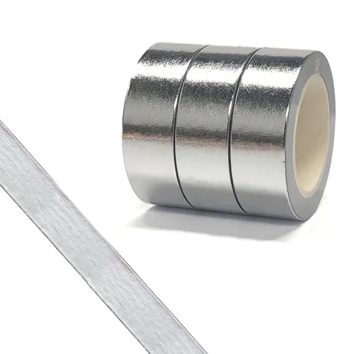 Vista 6 de Cinta Washi de papel de aluminio sólido, cinta adhesiva decorativa autoadhesiva, cinta de arte gráfico, envoltura de cinta gráfica Washi DIY