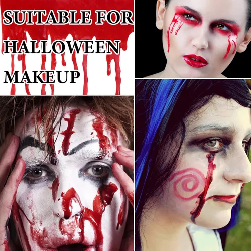 Vista 6 de Spray de sangre falsa de Halloween, salpicadura de sangre realista, líquido artificial lavable, sangre falsa para ropa, kit de maquillaje SFX