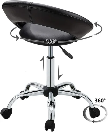 Vista 4 de DUHOME Taburete de trabajo WY-171XF Crescent Silla giratoria ajustable con ruedas (negro)