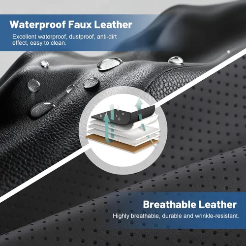 Vista 5 de 2 fundas de asiento delantero de automóvil, ajuste personalizado para Ford Ranger 2019-2025 2026 (no compatible con Raptor), impermeable, de piel
