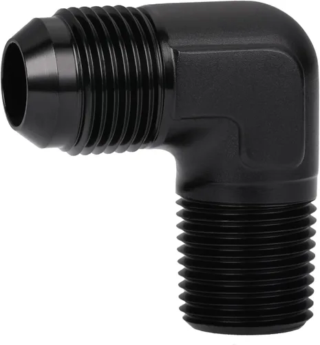 Vista 14 de 3AN macho Flare a 1/4 NPT tubo macho 90 grados codo adaptador unión aluminio negro