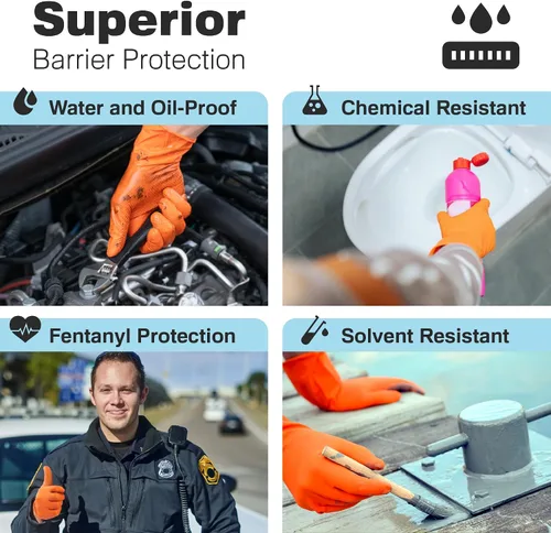 Vista 6 de Raxwell Nitrile Disposable Gloves - Puncture-Resistant Work Gloves - Diamond Grip for Food Prep, Cleaning & Cooking