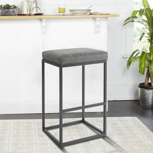 Vista 14 de Sophia & William Taburete de bar gris de 24 pulgadas de altura de mostrador, taburetes de bar sin espalda, 1 paquete