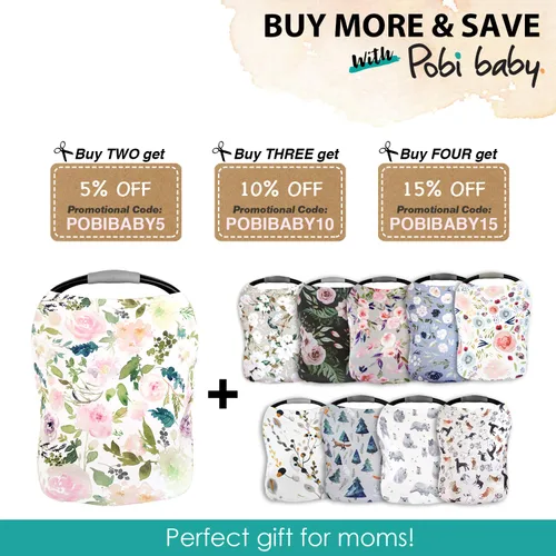 Vista 7 de Pobi Baby Premium - Funda multiusos para lactancia, asiento de automóvil, carrito de compras, silla alta y funda de lactancia, bufanda floral