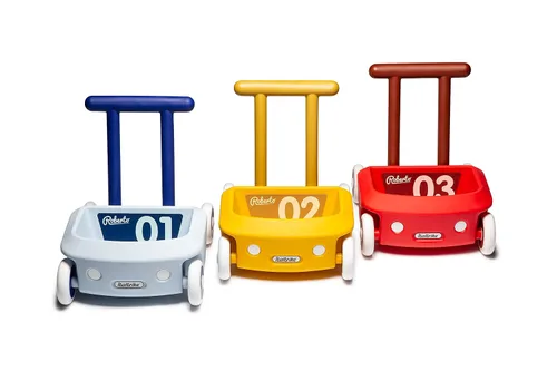 Vista 5 de Italtrike Roberto Baby Walker, juguete para bebé de empujar y tirar, aprender a caminar, niños pequeños, freno de seguridad, compartimento