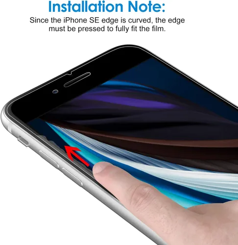 Vista 3 de JETech Protector de pantalla para iPhone SE 3/2 (edición 2022/2020), 4.7 pulgadas, película de vidrio templado, paquete de 3