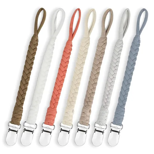 Vista 12 de 7 piezas de clip para chupete trenzado, clips para chupete para niños y niñas bebés, clip para sostener chupete Binky Clips
