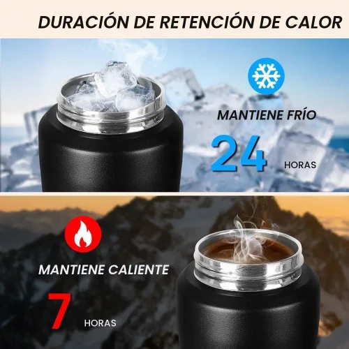 Vista 9 de Stainless Steel Water Bottle with Camping Lantern & Night Light