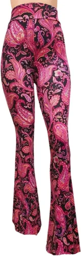 Vista 64 de ShopMyTrend - Pantalones de yoga largos con piernas anchas y acampanadas estilo palazzo, con cintura alta, para mujer