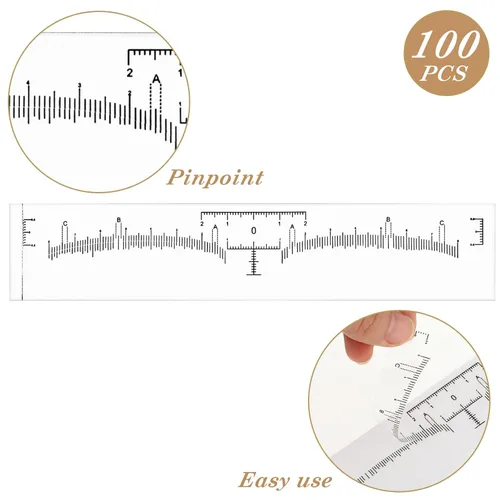 Vista 3 de 100 plantillas de regla de cejas – Abeillo - Adhesivo desechable para regla de cejas, plantilla de cejas de microblading, herramienta de medición