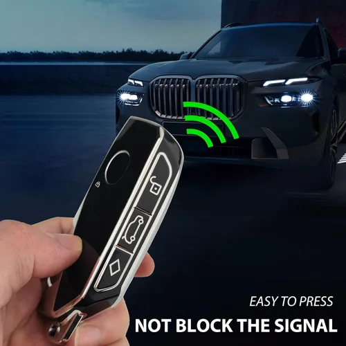 Vista 5 de Funda para llavero OLLEN con anillo, compatible con BMW 2023 2024 2025~arriba Nueva Serie 5/7 740i 760i X1 X2 X3 X5 X6 X7 XM IX IX3 I5 I7, etc.