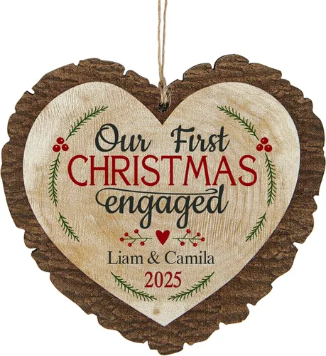 Vista 10 de Let's Make Memories Adorno de Navidad Personalizado para Parejas - Adorno de Navidad 2025 - Decoración de Árbol - Personalizar Mensaje, Año