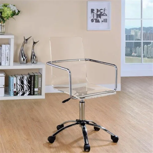 Vista 6 de Home Square Juego de 2 piezas con silla giratoria de oficina de acrílico y escritorio