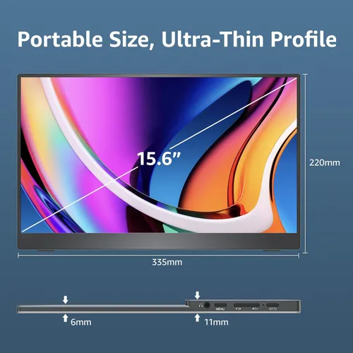 Vista 8 de cocopar Monitor portátil de 15.6 pulgadas 1080P FHD 60Hz 85% sRGB Monitor de viaje con altavoz HDMI USB-C segunda pantalla para computadora portátil