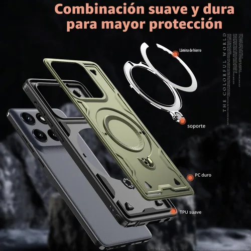 Vista 7 de Funda magnética para Motorola Edge 2025 compatible con MagSafe Support Cargador inalámbrico, para Moto Edge con anillo de soporte, con protector
