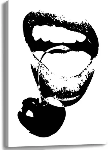 Vista 15 de Arte de pared retro hipster – Arte extraño en blanco y negro de los años 70 con ojos femeninos y labios – Impresión abstracta preppy – Decoración