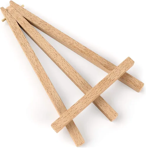 Vista 3 de ARTEZA Mini caballete de madera, paquete de 8, 8 pulgadas, soporte de exhibición ligero de madera de haya para fotos, lienzos, tarjetas de visita