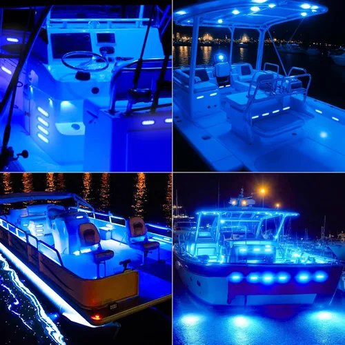 Vista 6 de Paquete de 20 Luces Interiores de Barco Marino de 3.7 Pulgadas con 4 LED, DC12-24V Impermeable Lámpara de Cortesía Cubierta Espejo de Popa Cabina