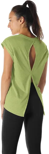 Vista 5 de icyzone - Camisetas de entrenamiento con espalda abierta, para yoga