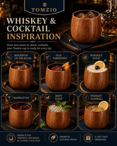 Vista 6 de Father's Day Ideas - Vaso de madera carbonizada real de bourbon de 11 onzas, taza de madera de acacia de alta calidad, aroma ahumado similar a
