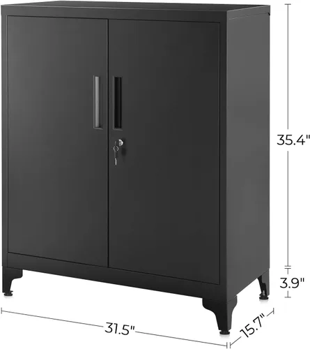 Vista 3 de SONGMICS Gabinete de Garaje, Gabinete de Almacenamiento de Metal con Puertas y Estantes, para Oficina en Casa, Garaje y Cuarto de Servicio, Negro