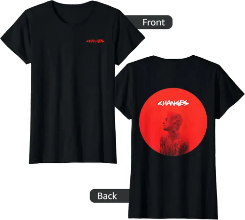Vista 13 de Justin Bieber Red Circle Changes - Camiseta, Negro, S