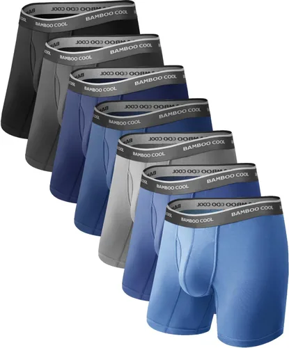 Vista 6 de BAMBOO COOL Calzoncillos tipo bóxer transpirables para hombre con bragueta que absorbe la humedad, ropa interior ligera, paquete de 7