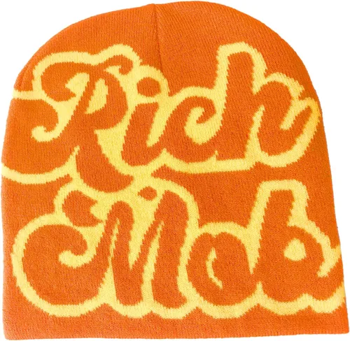 Vista 11 de CORIRESHA Gorros Y2K para hombre, gorro de punto con letras gráficas, gorro de invierno suave y cálido 2_beige café/gris rosa rojo
