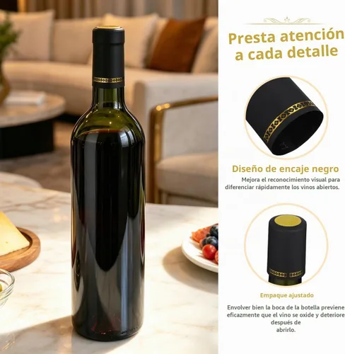 Vista 6 de DOITOOL 100 cápsulas termorretráctiles de PVC, sellador de vino, tapas retráctiles, tapones de corchos, cápsulas para bodegas profesionales de Negro