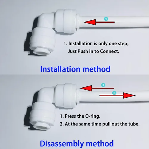 Vista 4 de MALIDA Adaptador de rosca hembra de conector rápido codo y combinación recta, rosca de 1/2 pulgada x tubo de 1/4 pulgadas OD Push to Connect