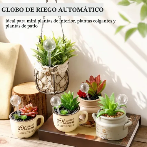 Vista 4 de 10 globos transparentes de riego de plantas, bombillas de plástico de riego automático, dispositivo de riego automático de flores, bebedero