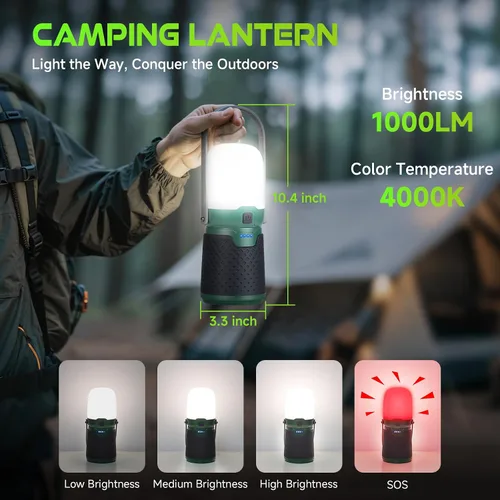 Vista 3 de BOBKID Linterna de camping modular recargable 4 en 1, linterna LED portátil, ventilador de campamento al aire libre, IPX4 impermeable, juego
