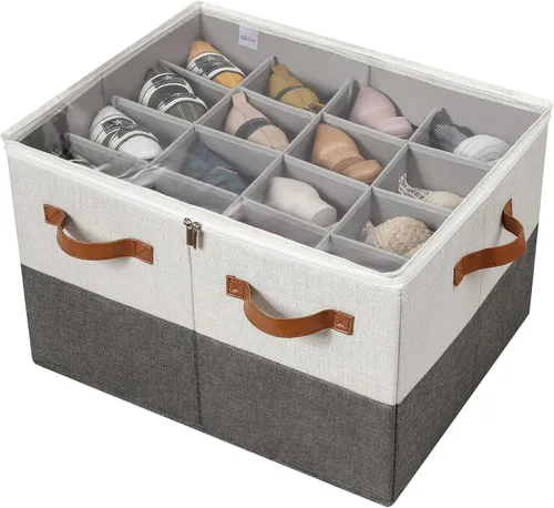 Vista 18 de TOPIA HOME Organizador de zapatos para armario, caja de zapatos plegable con divisores ajustables y cubierta transparente, organizador