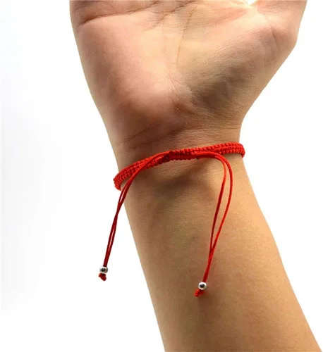 Vista 3 de MENGLINA Pulsera unisex hecha a mano de cuerda trenzada roja de la suerte Hamsa con dije de mal de ojo para mujer, pulseras ajustables y pacíficas