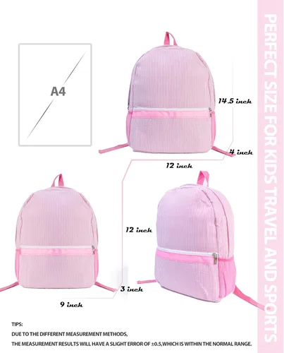 Vista 3 de MTIANG Mochila personalizada para niñas y niños con nombre bordado y bolsas de libros para jardín de infantes, Rosado, Nombre