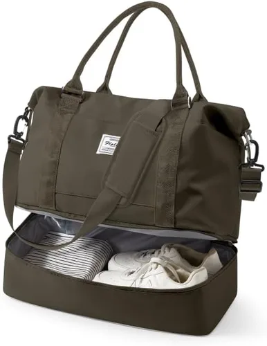 Vista 16 de VECAVE Bolsa de viaje para mujer, bolsa deportiva para gimnasio, E20-Púrpura profundo, Grande, Bolsa de viaje