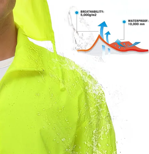 Vista 3 de Corna Chaqueta impermeable plegable para hombre, para exteriores, ligera, para senderismo, correr, rompevientos, con capucha