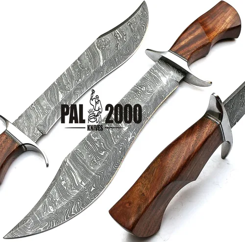 Vista 3 de PAL 2000 KNIVES Cuchillo Bowie hecho a mano de acero de Damasco de 19 pulgadas con funda 9291
