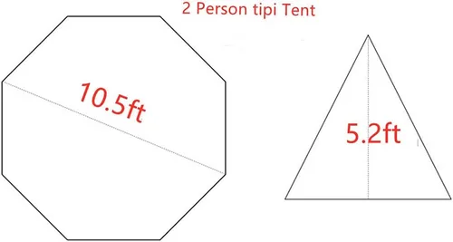 Vista 2 de Tienda caliente ultraligera para 2 personas Tipi con estufa ignífuga Jack para tubos de combustión con 2 puertas, marrón y verde
