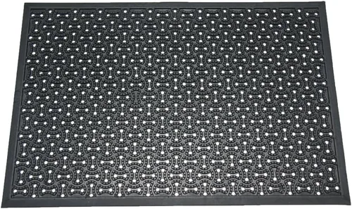 Vista 3 de Rubber-Cal 03-236-DR "DuraScraper Drainage", tapete comercial para entrada de 3/8" de grosor x 24" x 36", color negro.