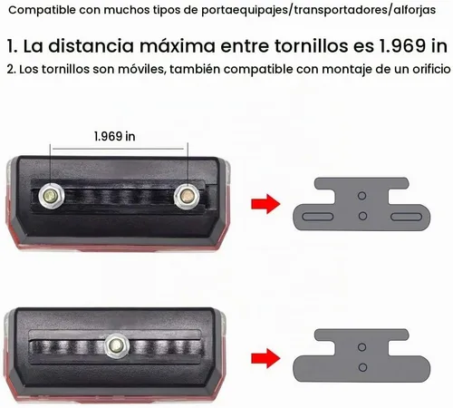 Vista 4 de Luz trasera para portabicicletas con 2 modos constante e intermitente, luz trasera de bicicleta fácil de instalar en el estante de carga, ajuste