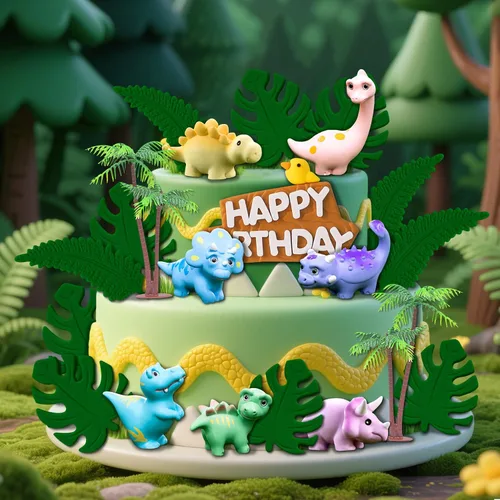Vista 5 de Decoración para tartas de dinosaurio, 16 piezas
