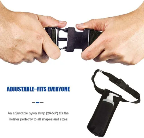 Vista 2 de Funda para botella de masaje, paquete de cintura duradera, kit de funda de botella individual, correa ajustable, dispensador de aceite esencial