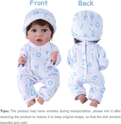 Vista 4 de BABESIDE Juego de 8 piezas de ropa para muñeca bebé con cuna para muñecas de 8-10-12 pulgadas, ropa y accesorios para muñeca bebé Bitty para bebés