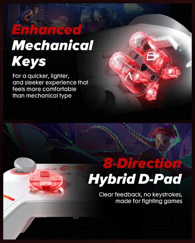 Vista 5 de BEITONG KP20 Wireless Controller for PC, Switch/Switch 2, Android, TV, Steam Deck, TMR Joysticks & Hall Triggers, Bluetooth & 2.4g Gamepad with