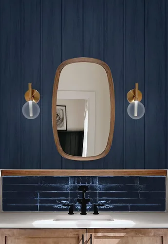 Vista 5 de Papel pintado prepegado con panel de madera sintética (azul naval)